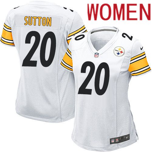 Women Pittsburgh Steelers #20 Cameron Sutton Nike White Game NFL Jersey->women nfl jersey->Women Jersey